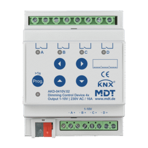 MDT KNX Actuador dimmer 4 canales, 1-10V, RGBW, montaje en carril Din, 4 módulos
