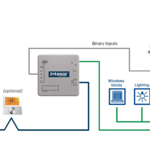 Intesis Sistemas comerciales y VRF Hitachi a interfaz KNX con entradas binarias – 1 unidad interior