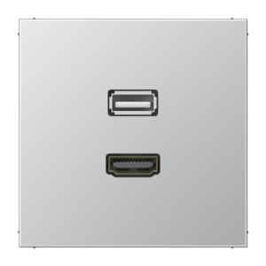 JUNG LS 990 — Placa de conexión HDMI + USB 2.0 — Acabados metálicos