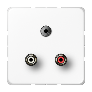 JUNG Serie CD — Placa de conexión audio RCA + minijack 3,5 mm — Blanco Alpino