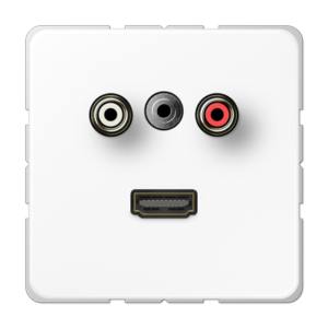 JUNG Serie CD — Placa de conexión RCA, minijack 3,5 mm y HDMI — Blanco Alpino