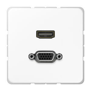 JUNG Serie CD — Placa de conexión HDMI y VGA — Blanco Alpino