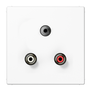 JUNG LS 990 · Plástico — Placa de conexión audio RCA + minijack 3,5 mm — Colores