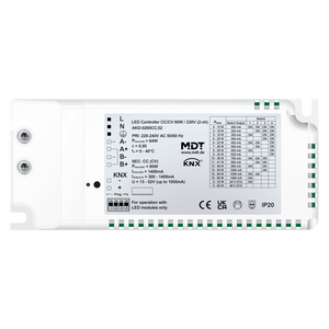 MDT KNX Controlador LED 2 canales, CC/CV 60 W / 230 V