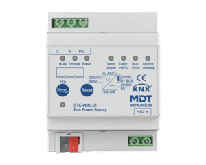 MDT KNX Fuente de alimentación bus 640 mA, con función de diagnóstico, montaje en carril Din, 4 módulos