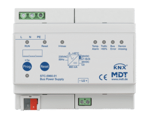 MDT KNX Fuente de alimentación bus 960 mA, con función de diagnóstico, montaje en carril Din, 6 módulos