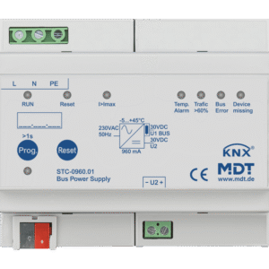MDT KNX Fuente de alimentación bus 960 mA, con función de diagnóstico, montaje en carril Din, 6 módulos