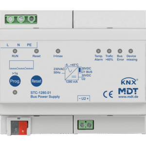 MDT KNX Fuente de alimentación bus 1280 mA, con función de diagnóstico, montaje en carril Din, 6 módulos