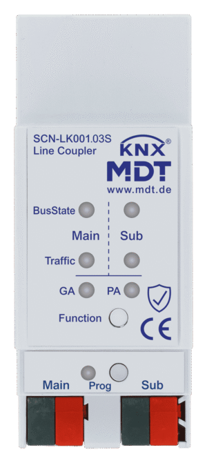 MDT Acoplador de zona/línea KNX con Data Secure y función proxy, 2SU DIN