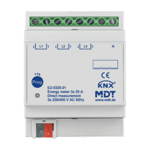 MDT KNX Contador de energía 3 fases 20 A, medición directa, 4TE REG, 230/400 V AC