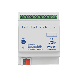 MDT KNX Contador de energía 3 fases 20 A, medición directa, 4TE REG, 230/400 V AC