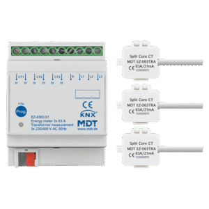 MDT KNX Contador de energía 3 fases, 63 A, medición por transformador, 230/400 V AC, 4 módulos DIN