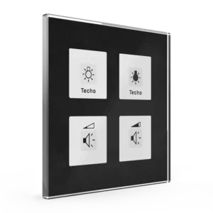 Glass Push Button plus 4 Black