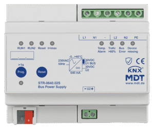 MDT Fuente de alimentación de bus redundante KNX con diagnóstico, 6SU DIN, 640 mA, Secure