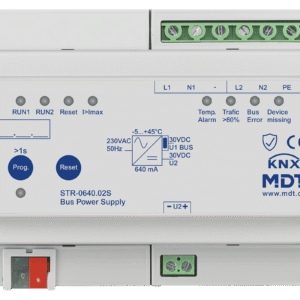 MDT Fuente de alimentación de bus redundante KNX con diagnóstico, 6SU DIN, 640 mA, Secure