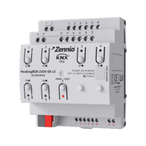 Zennio HeatingBOX 230V 6X v2. Actuador de calefacción con 6 salidas a 230VAC y 6 entradas