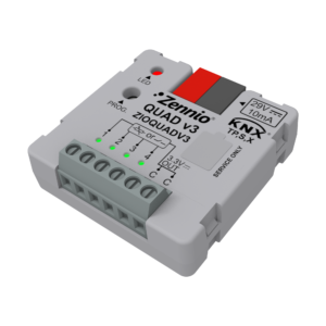 QUAD v3. Módulo de 4 entradas analógico-digitales con LEDs indicadores de estado.