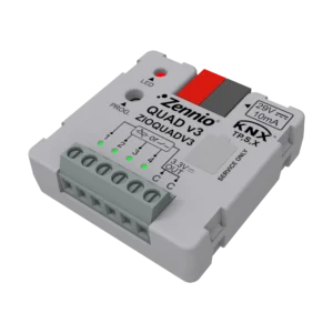 QUAD v3. Módulo de 4 entradas analógico-digitales con LEDs indicadores de estado.