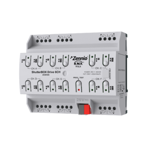 ShutterBOX Drive 6CH. Actuador de persianas de 6 canales con detección automática de los tiempos de desplazamiento y KNX Secure
