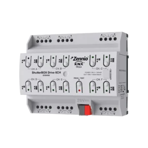 ShutterBOX Drive 6CH. Actuador de persianas de 6 canales con detección automática de los tiempos de desplazamiento y KNX Secure