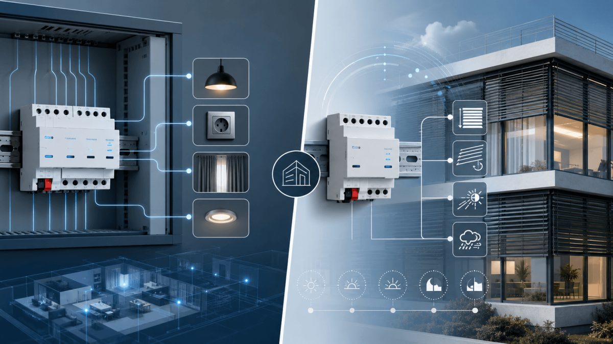 Actuador KNX para control de persianas, cortinas y sistemas de sombreado en edificios inteligentes